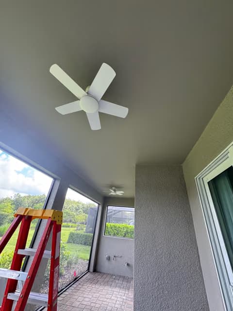 Ceiling fan installed on a screened lanai